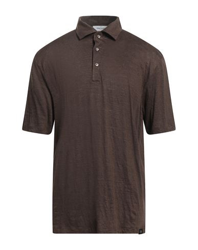 Shop Gran Sasso Man Polo Shirt Dark Brown Size 50 Linen
