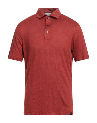 Shop Gran Sasso Man Polo Shirt Brick Red Size 48 Linen