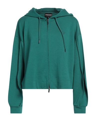 Shop Emporio Armani Woman Sweatshirt Green Size 14 Polyester, Viscose, Elastane