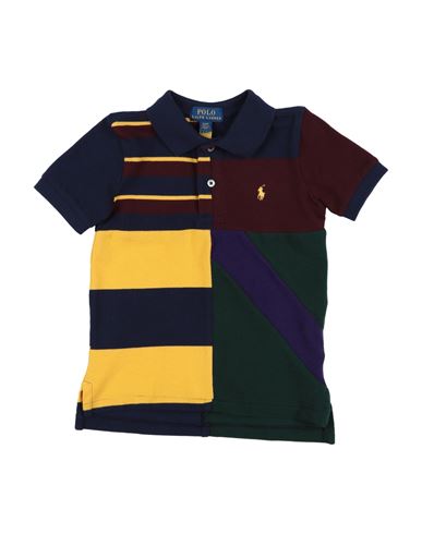 Polo Ralph Lauren Babies'  Patchwork Cotton Mesh Polo Shirt Toddler Boy Polo Shirt Navy Blue Size 5 Cotton