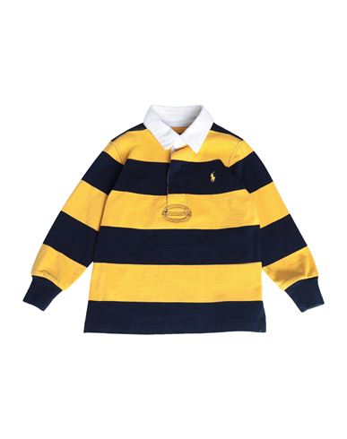 Polo Ralph Lauren Babies'  Striped Cotton Jersey Rugby Shirt Toddler Boy Polo Shirt Ocher Size 5 Cotton In Yellow