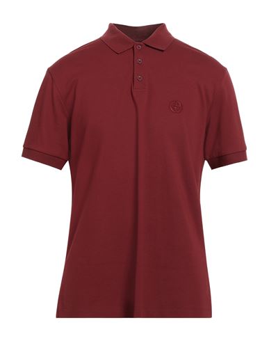 Giorgio Armani Man Polo Shirt Burgundy Size 36 Cotton, Elastane In Red