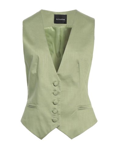 Actualee Woman Tailored Vest Military Green Size 6 Viscose, Polyester, Elastane
