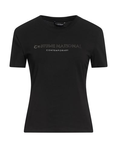 Costume National Woman T-shirt Black Size S Cotton, Elastane