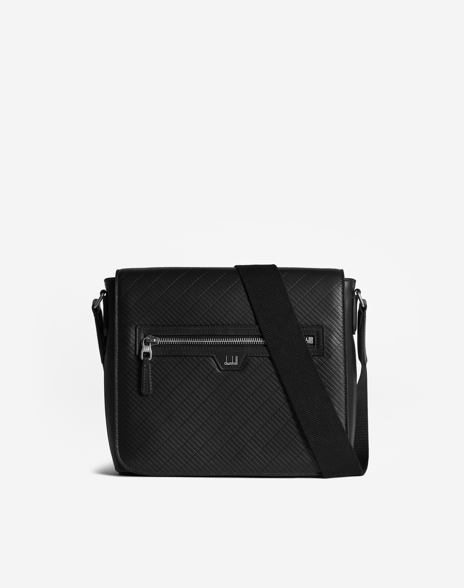 Dunhill Contour Small Flap Messenger In Black