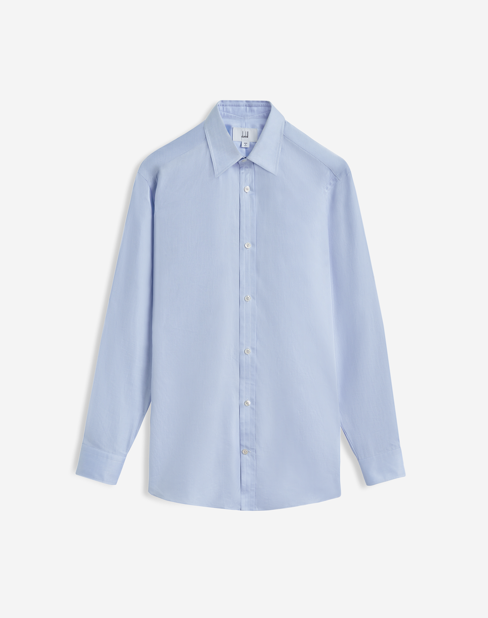 Dunhill Giza Cotton Herringbone Shirt In Blue