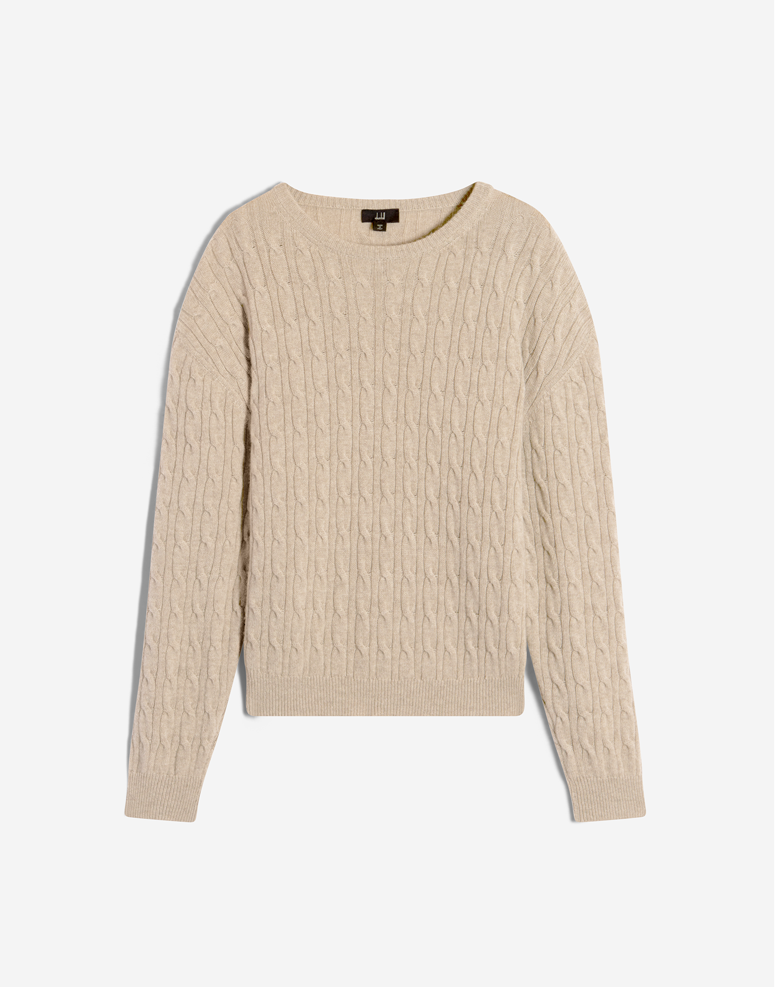 Dunhill 7gg Cable Cashmere Crewneck In Beige