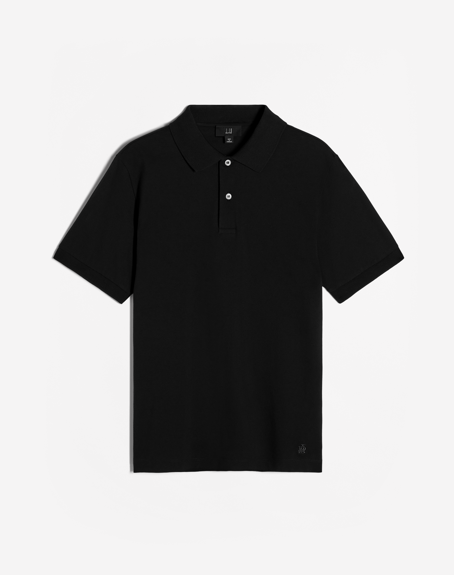 Dunhill Insignia Cotton Short Sleeve Polo In Black