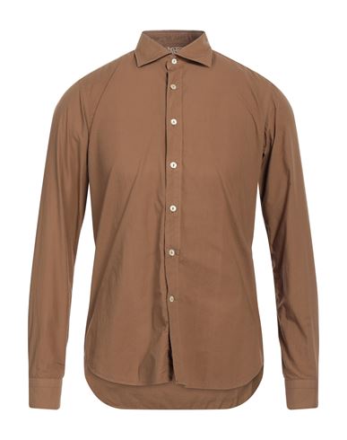 Tintoria Mattei 954 Man Shirt Camel Size 15 ½ Cotton In Brown