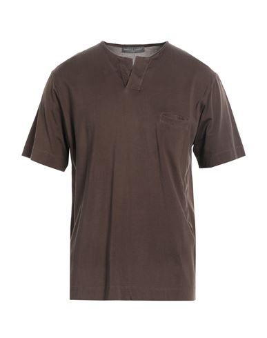 Daniele Fiesoli Man T-shirt Brown Size L Cupro, Cotton