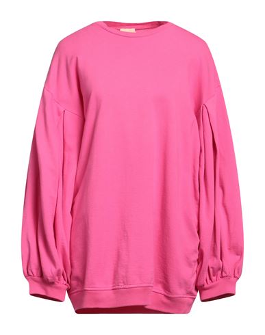 Nude Woman Sweatshirt Fuchsia Size 2 Cotton In Pink
