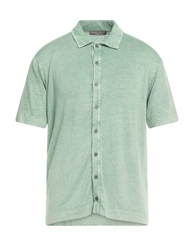 Daniele Fiesoli Man Shirt Sage Green Size Xxl Linen, Elastane