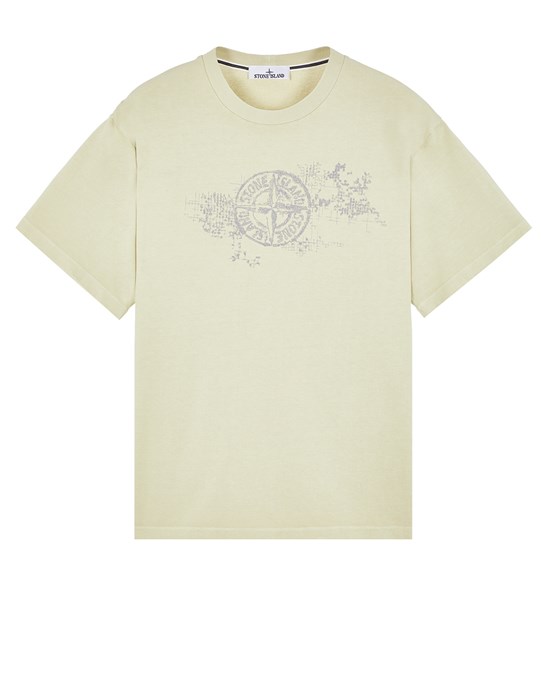 短袖 T 恤 男士 2RCE8 PRINTED COTTON JERSEY WITH 'CAMO THREE' EMBROIDERY Front STONE ISLAND