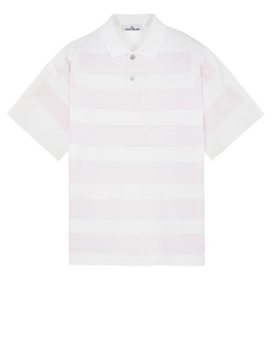 Shop Stone Island Polo Blanc Coton