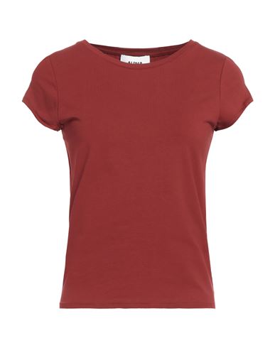 Alpha Studio Woman T-shirt Brick Red Size 10 Cotton, Elastane