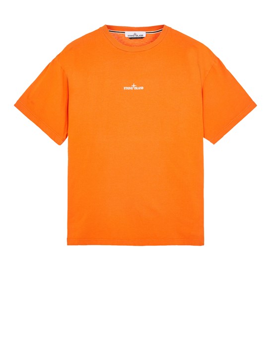 Shop Stone Island T-shirt Manches Courtes Orange Coton