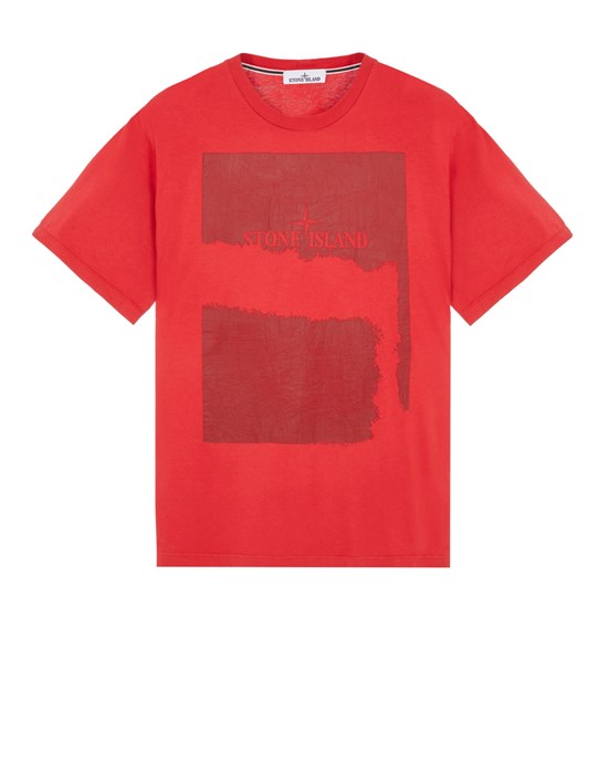  STONE ISLAND 2RC90 'SCRATCHED PAINT TWO' PRINT 반소매 티셔츠 남성 레드
