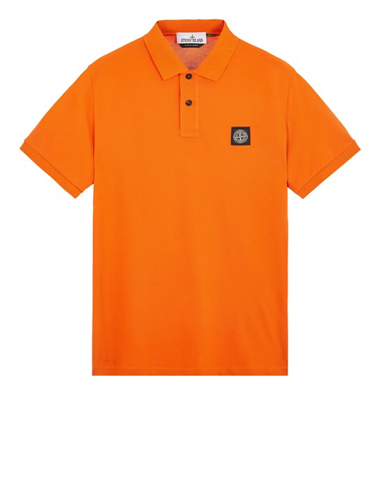 Stone Island Polo Shirt Orange Cotton, Elastane