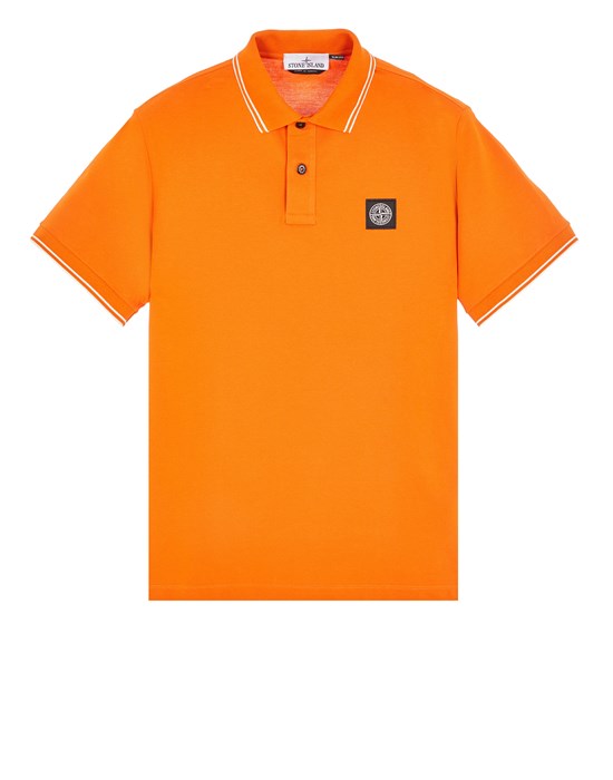Shop Stone Island Polo Shirt Orange Cotton, Elastane