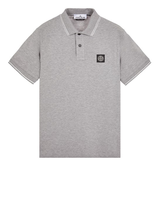 Stone Island Polo Gris Coton, Élasthanne In Grey
