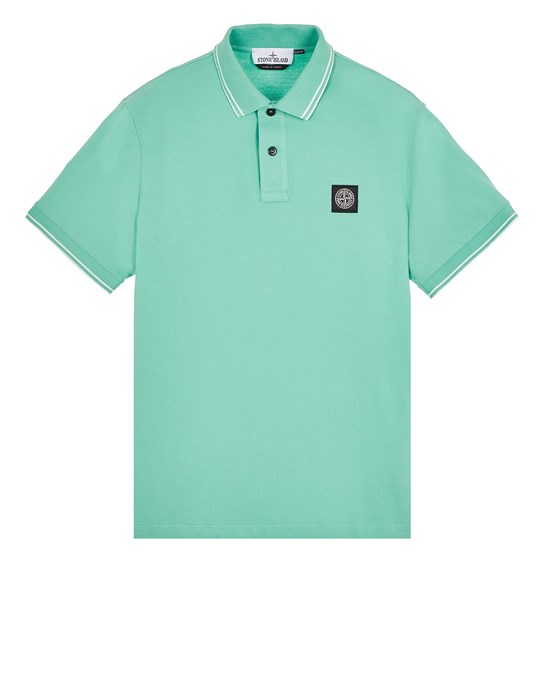 Stone Island Polo Vert Coton, Élasthanne In Green