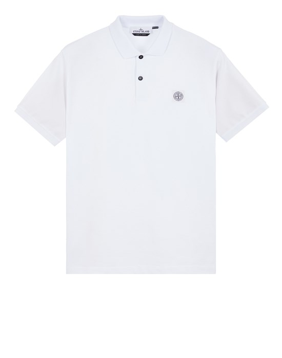 Shop Stone Island Polo Shirt White Cotton