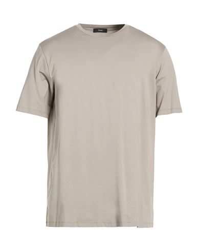 Herno Man T-shirt Taupe Size 42 Cotton, Elastane In Gray