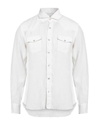 Giannetto Man Shirt Off White Size 17 Linen
