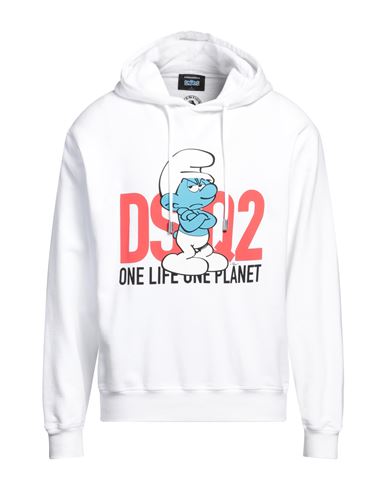 Shop Dsquared2 Man Sweatshirt White Size L Cotton, Elastane