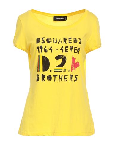 Dsquared2 Woman T-shirt Yellow Size L Cotton