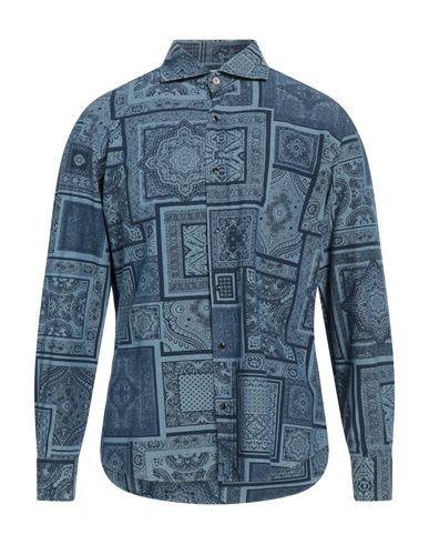 Giannetto Man Shirt Navy Blue Size 18 Cotton