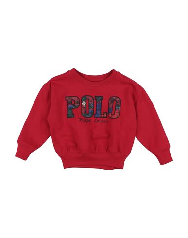 Polo Ralph Lauren Babies'  Plaid Logo Fleece Sweatshirt Toddler Girl Sweatshirt Red Size 5 Cotton, Recycled P