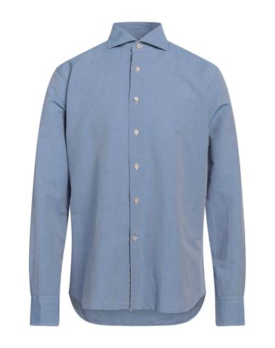 Alessandro Gherardi Man Shirt Light Blue Size 16 Cotton, Linen