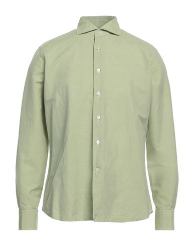 Alessandro Gherardi Man Shirt Sage Green Size 15 ¾ Cotton, Linen
