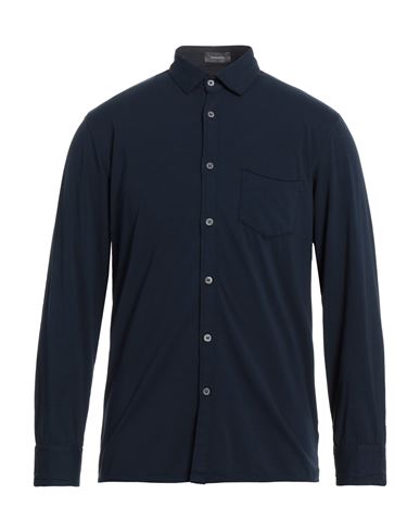 Rossopuro Man Shirt Navy Blue Size 4 Cotton, Elastane