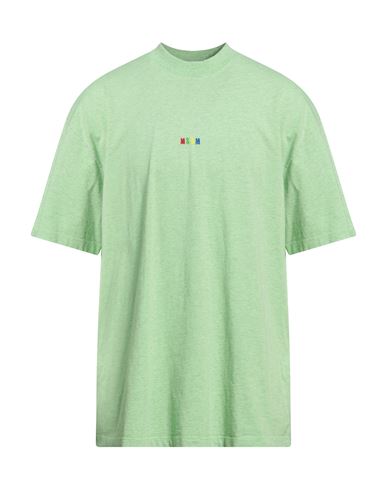 Msgm Man T-shirt Light Green Size Xl Cotton