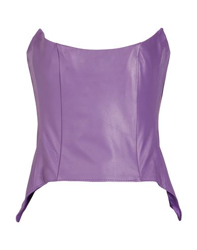 8 By Yoox Leather Corset Woman Top Purple Size 12 Lambskin