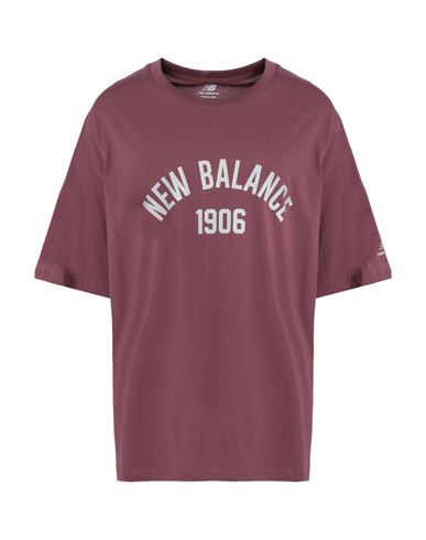 New Balance Essentials Varsity Oversized T-shirt Woman T-shirt Mauve Size Xs Cotton In Purple