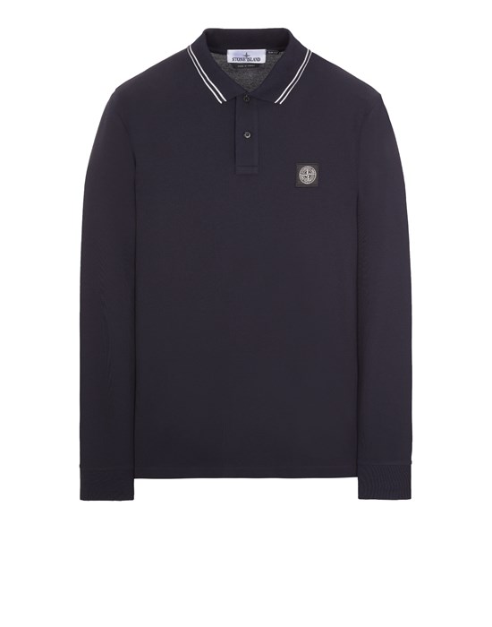 Stone Island Polo Bleu Coton, Élasthanne In Blue