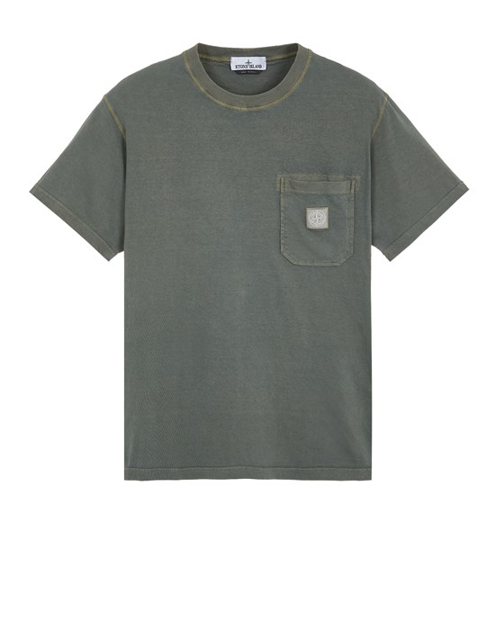  STONE ISLAND 21957 'FISSATO' TREATMENT 短袖 T 恤 男士 苔绿色