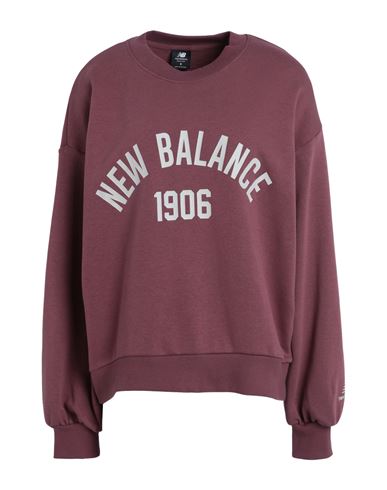New Balance Essentials Varsity Fleece Crew Woman Sweatshirt Mauve Size Xs Cotton, Polyester In Purple