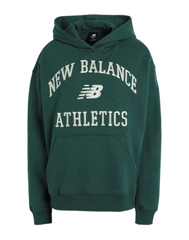 New Balance Athletics Varsity Oversized Fleece Hoodie Woman Sweatshirt Dark Green Size Xs Cotton