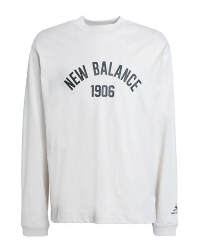 New Balance Essentials Varsity Long Sleeve T-shirt Man T-shirt Beige Size S Cotton