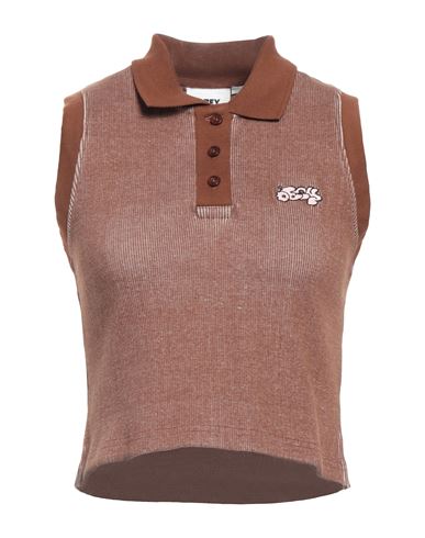 Obey Woman Polo Shirt Brown Size M Cotton