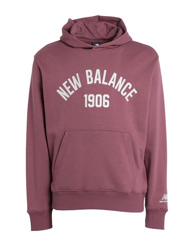 New Balance Essentials Varsity Fleece Hoodie Man Sweatshirt Mauve Size Xl Cotton, Polyester In Purple