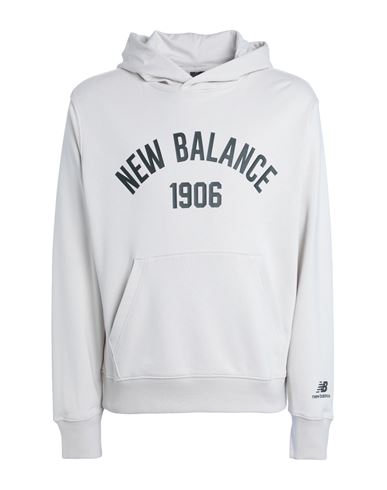 New Balance Essentials Varsity Fleece Hoodie Man Sweatshirt Off White Size M Cotton, Polyester In Beige