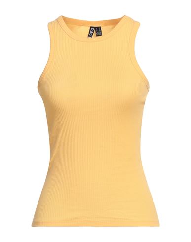 Pieces Woman Tank Top Yellow Size Xs Cotton, Elastane In Yellow
