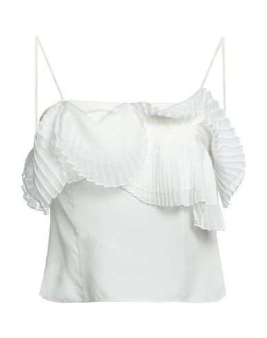 Rochas Woman Top Cream Size 4 Acetate, Silk, Polyester In White