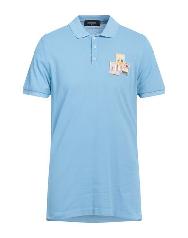 Dsquared2 Man Polo Shirt Sky Blue Size M Cotton