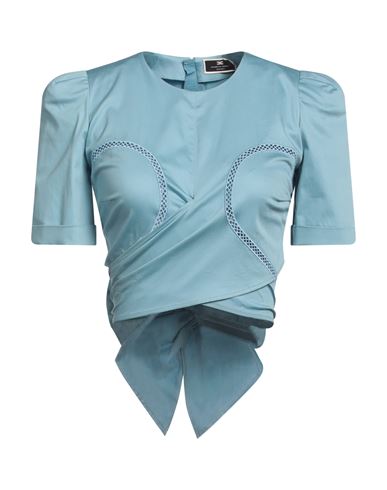 Elisabetta Franchi Woman Top Pastel Blue Size 4 Cotton, Elastane In Blue